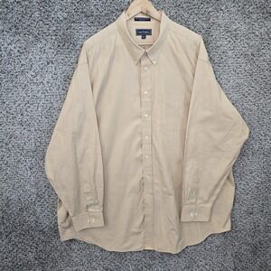 Paul Fredrick Dress Shirt Mens 20 37 Beige Finest Two Ply Cotton Pinpoint Button